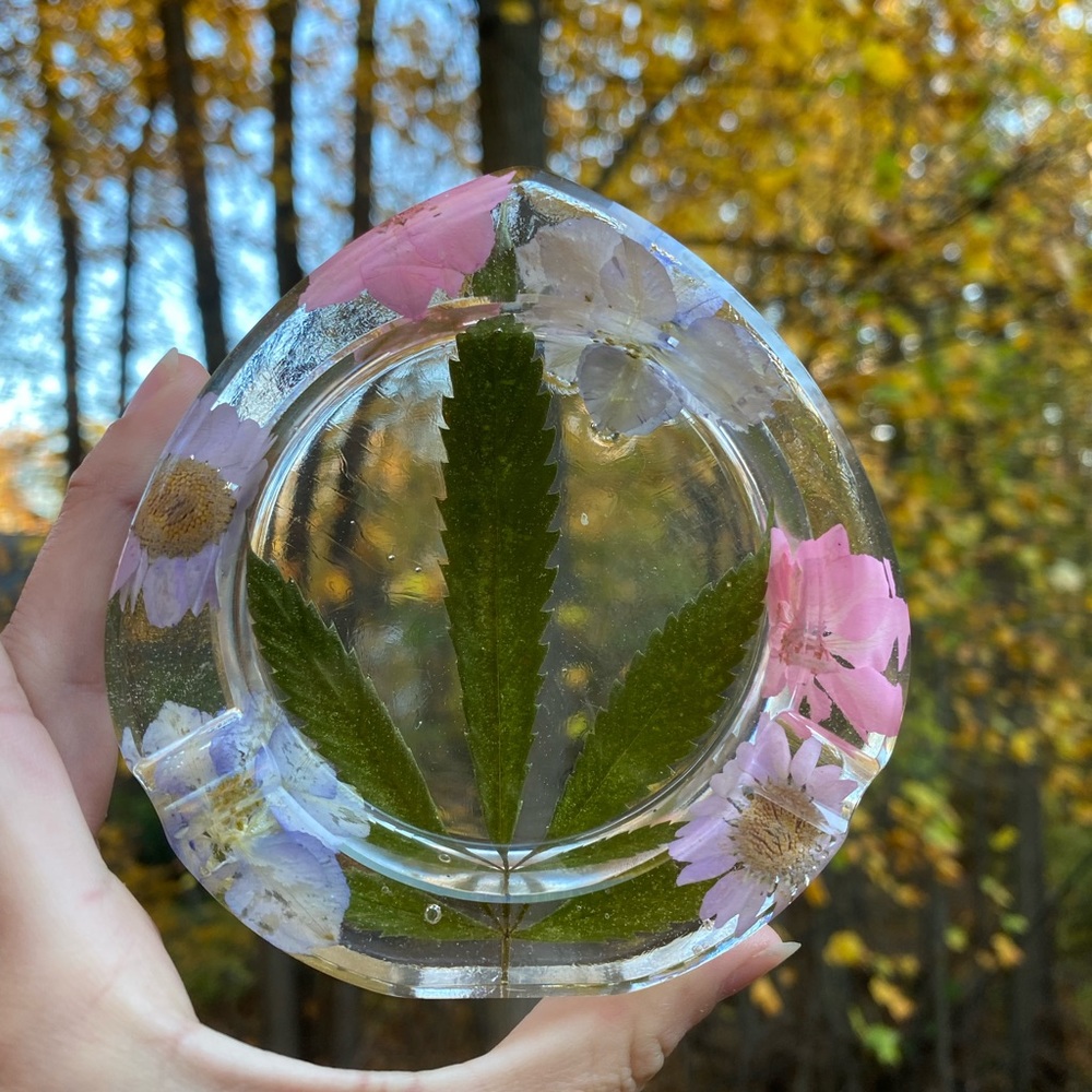 Handmade resin cannabis ashtray